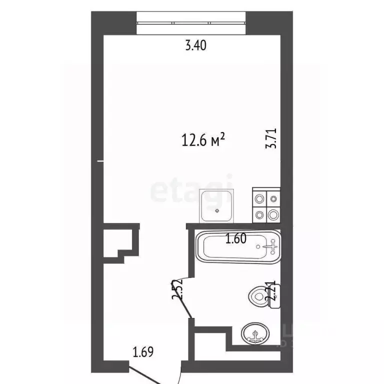 Студия Тюменская область, Тюмень ул. Первооткрывателей, 6 (20.5 м) - Фото 0