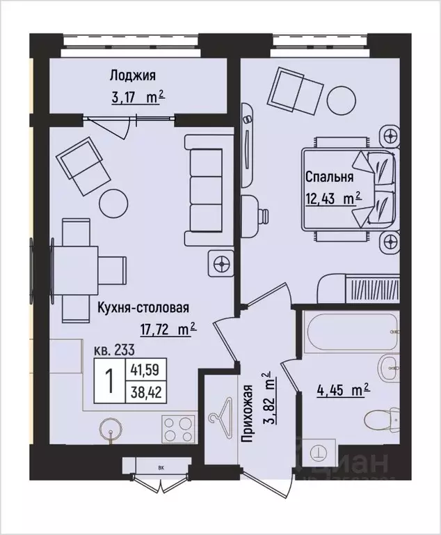 1-к кв. Нижегородская область, Нижний Новгород Литературная ул., 5 ... - Фото 1