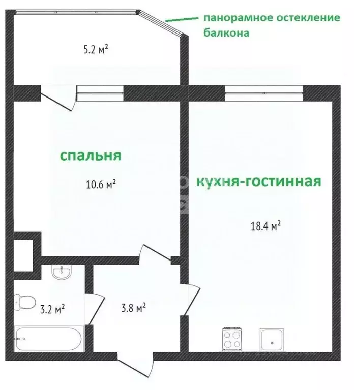 1-к кв. Ханты-Мансийский АО, Сургут ул. Есенина, 6 (36.0 м) - Фото 1