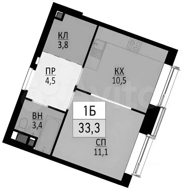 2-к. квартира, 33 м, 15/48 эт. - Фото 0