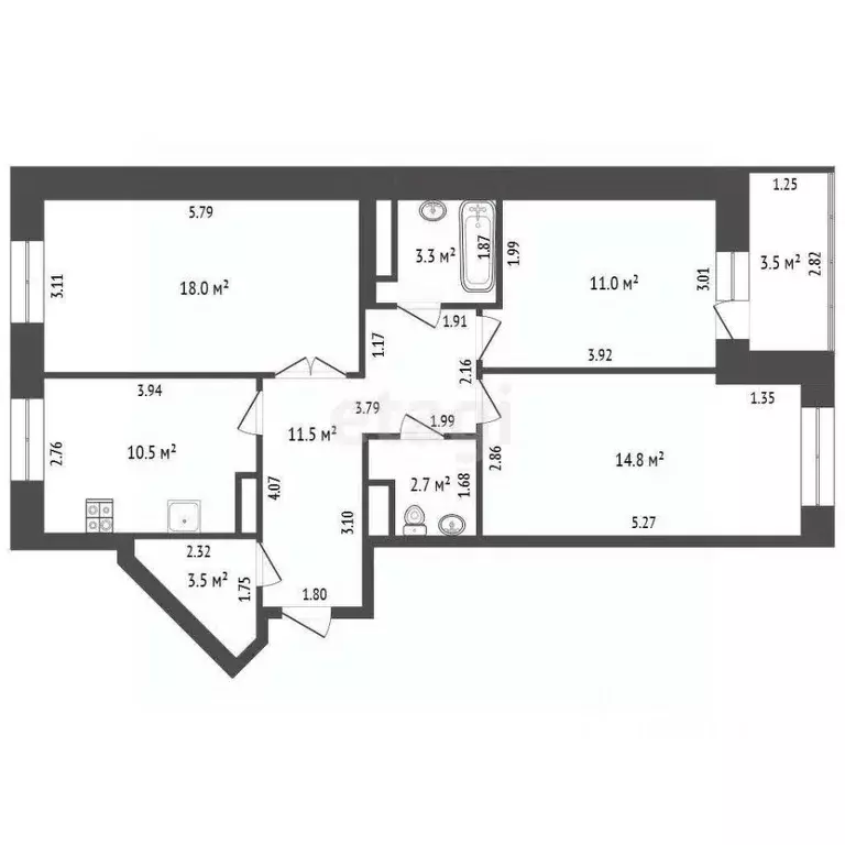 3-к кв. Удмуртия, Ижевск ул. Архитектора П.П. Берша, 43 (75.3 м) - Фото 2