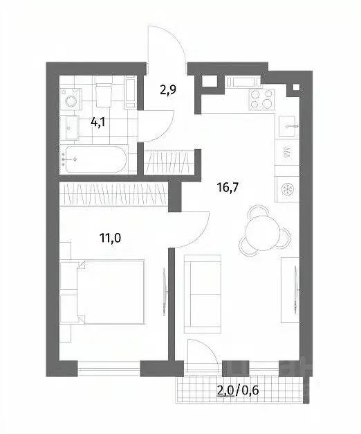 1-к кв. Калининградская область, Гурьевск ул. Имени Антона Пошкуса, ... - Фото 1