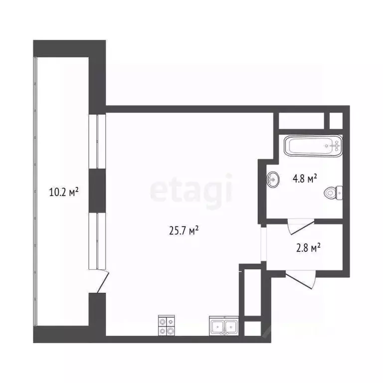 1-к кв. Тюменская область, Тюмень ул. Мельникайте, 2к19 (33.3 м) - Фото 2