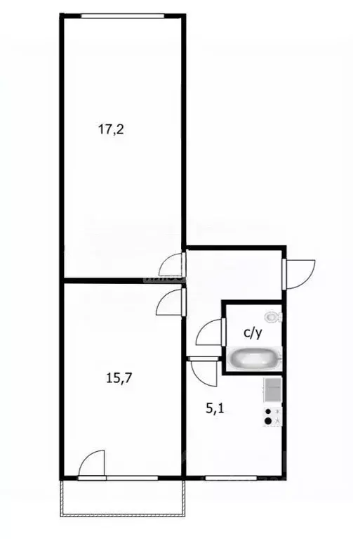 2-к кв. Томская область, Томск ул. 79-й Гвардейской Дивизии, 22 (43.9 ... - Фото 2