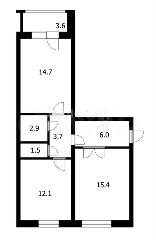 2-к. квартира, 56,3 м, 5/6 эт. - Фото 0