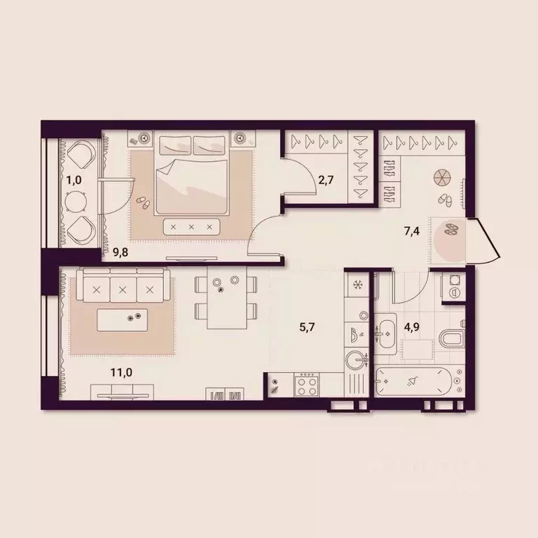 1-к кв. Приморский край, Артем ул. Куйбышева, 11А (42.52 м) - Фото 1