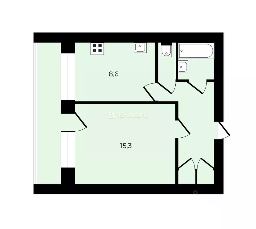 1-к кв. Владимирская область, Владимир просп. Ленина, 47 (35.9 м) - Фото 2