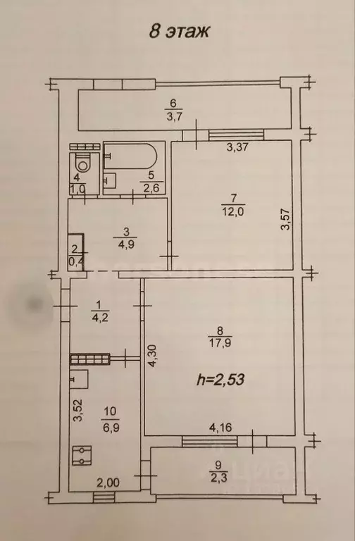 2-к кв. Севастополь ул. Генерала Мельника, 1 (61.0 м) - Фото 2