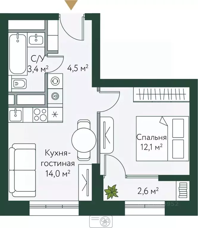1-к кв. Волгоградская область, Волгоград Новосибирская ул., 74с1 ... - Фото 0