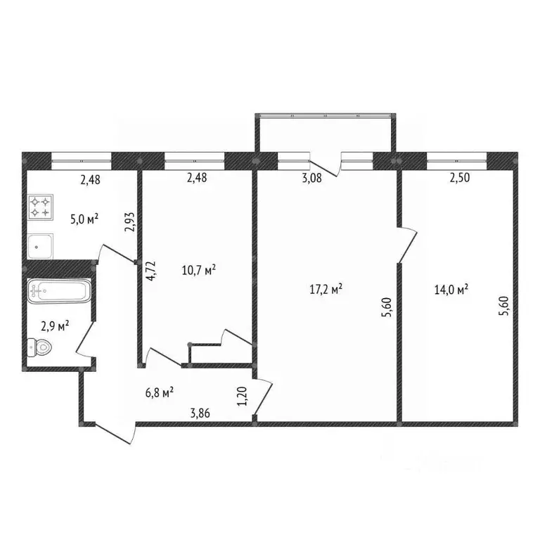 3-к кв. Башкортостан, Уфа просп. Октября, 142/3 (56.4 м) - Фото 2