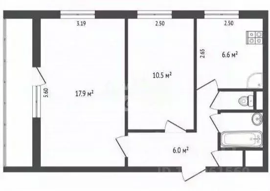 2-к кв. Московская область, Видное Школьная ул., 82 (44.3 м) - Фото 2
