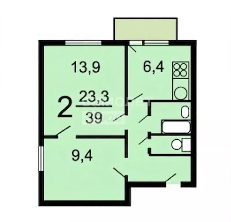 2-к кв. Москва, Москва, Троицк В мкр, 19 (39.0 м) - Фото 2