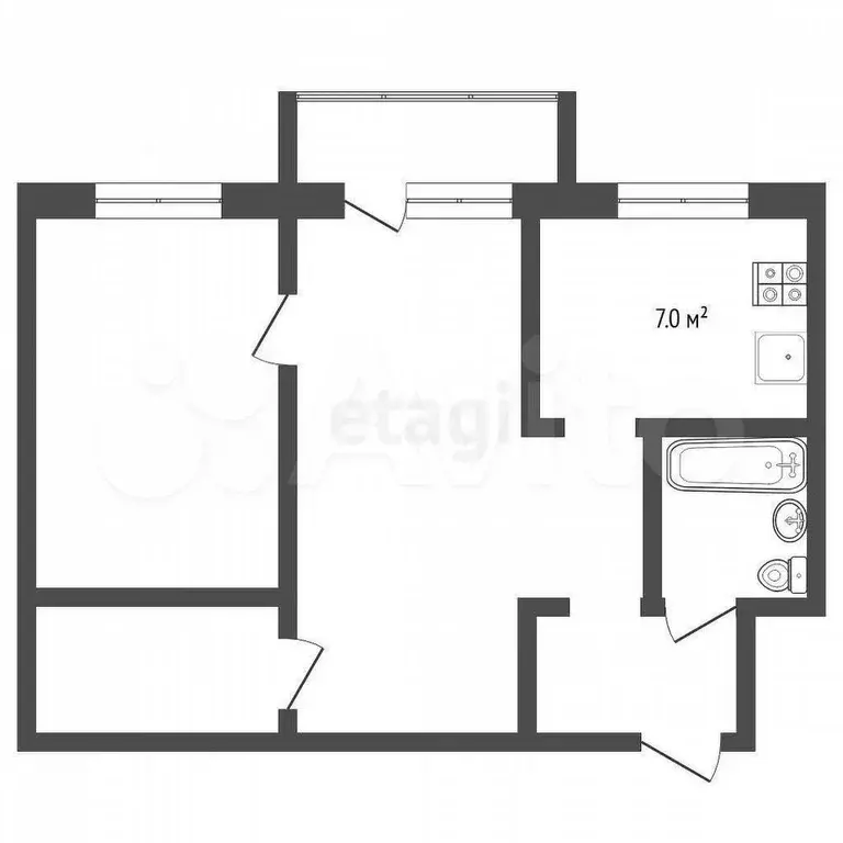 2-к. квартира, 41,5 м, 5/5 эт. - Фото 0
