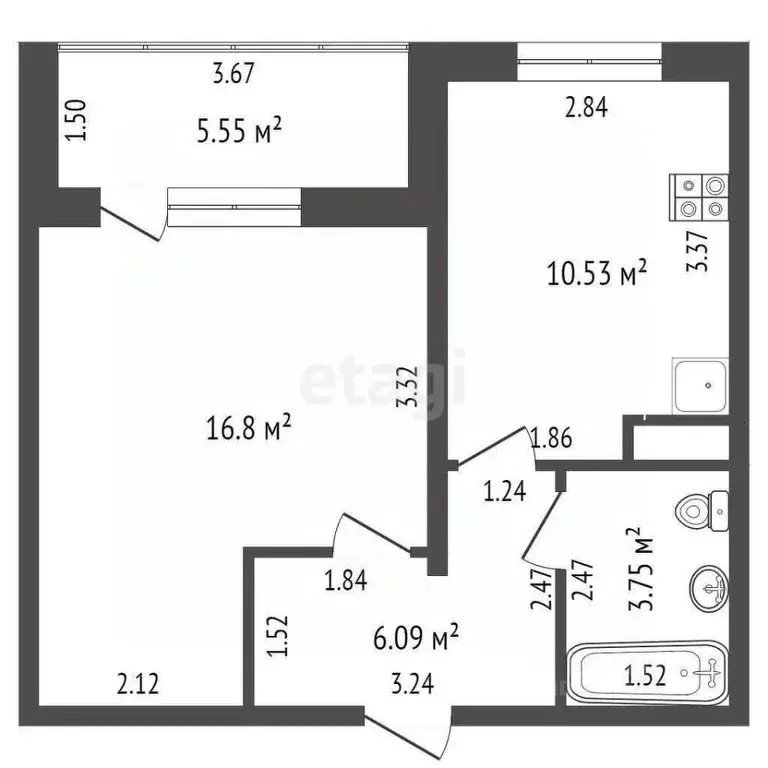 1-к кв. Ульяновская область, Ульяновск просп. Генерала Тюленева, 44 ... - Фото 1