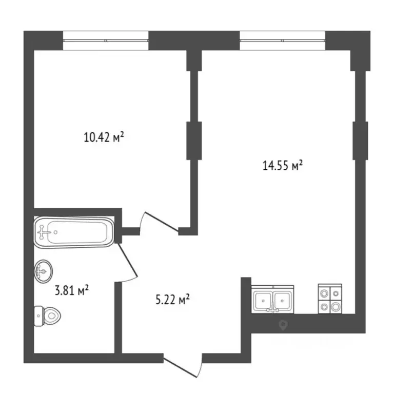 1-к кв. Тюменская область, Тюмень ул. Лесопарковая, 1к1 (38.4 м) - Фото 2