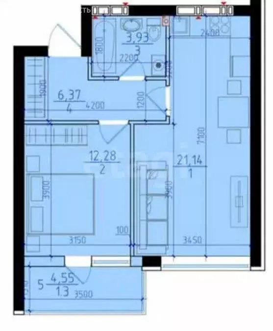 1-комнатная квартира: Владикавказ, улица 8 Марта, 6 (45 м) - Фото 1