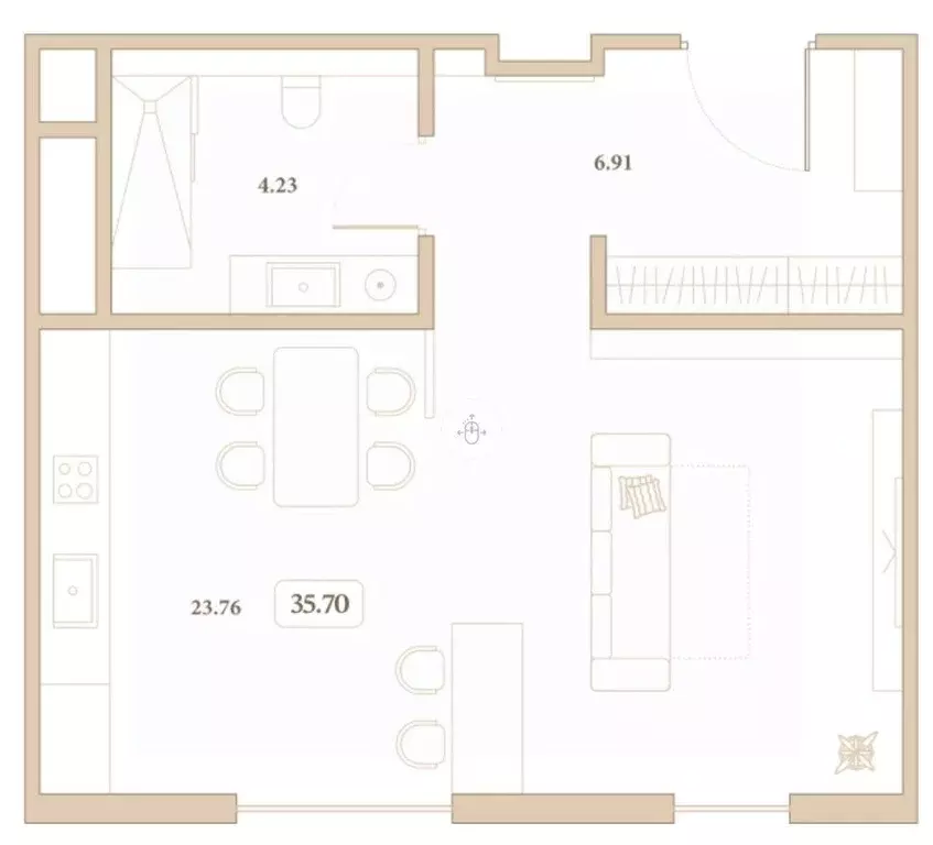 Студия Краснодарский край, Анапа ул. Толстого, 26 (35.7 м) - Фото 2