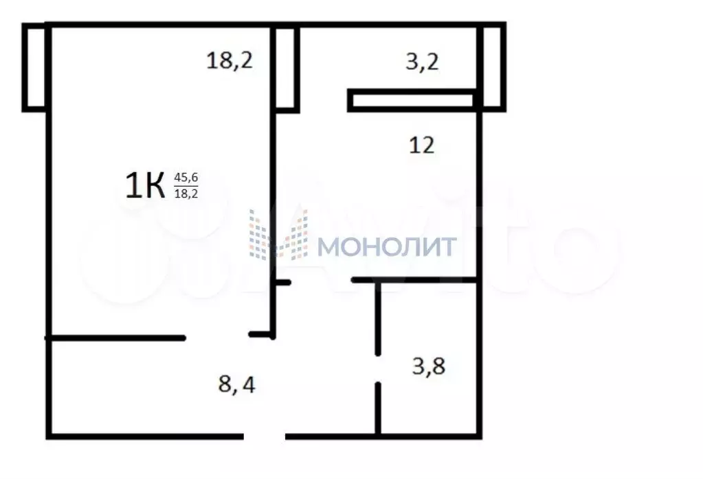 1-к. квартира, 45,6 м, 8/17 эт. - Фото 0