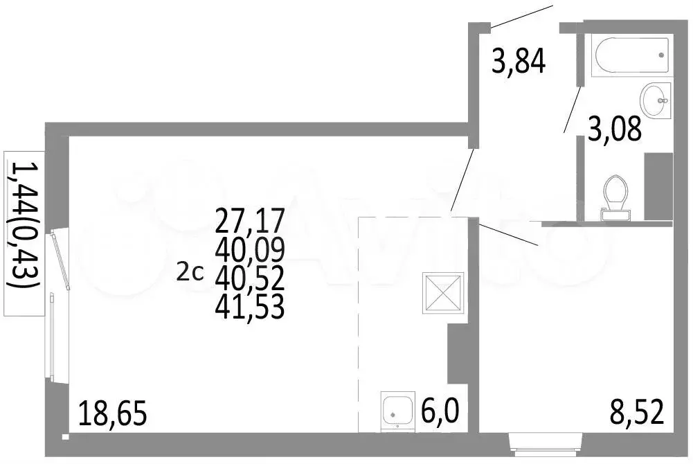 2-к. квартира, 40,5 м, 6/10 эт. - Фото 0