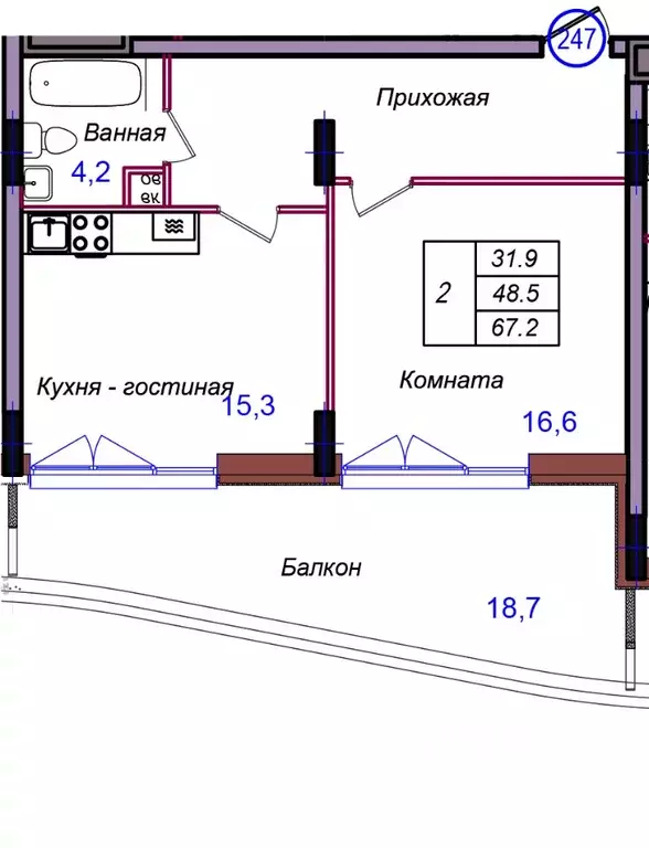1-к кв. Калининградская область, Светлогорск Балтийская ул. (67.2 м) - Фото 1