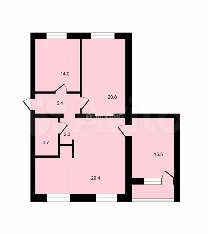 3-к. квартира, 91,3 м, 4/5 эт. - Фото 1