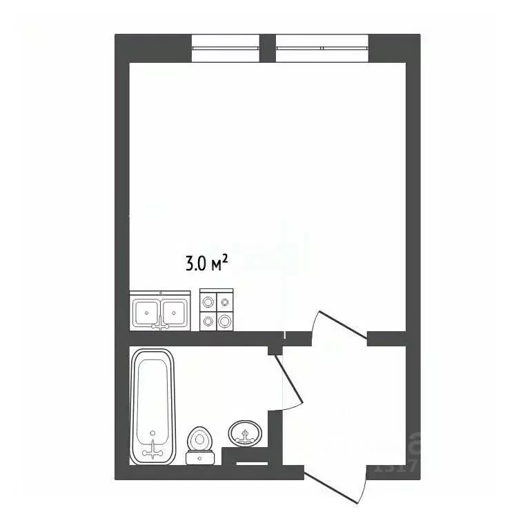 Студия Ямало-Ненецкий АО, Новый Уренгой Энтузиастов мкр, 9 (26.7 м) - Фото 2