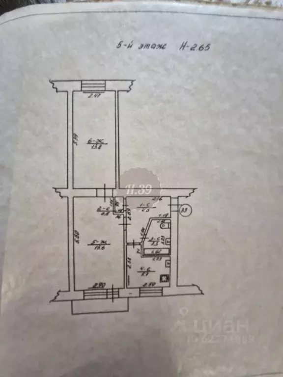 2-к кв. Калининградская область, Правдинск Комсомольская ул., 1 (43.6 ... - Фото 2