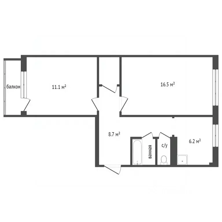2-к кв. Красноярский край, Красноярск ул. Железнодорожников, 16А (48.4 ... - Фото 2