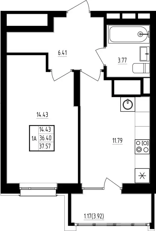 1-комнатная квартира: Казань, ЖК Мечта, 5 (37.57 м) - Фото 0