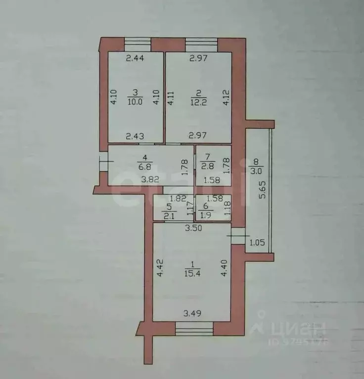 2-к кв. Татарстан, Казань ул. Чапаева, 33 (51.3 м) - Фото 2