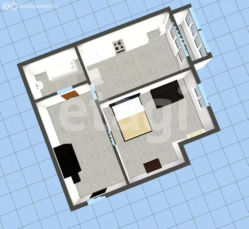 1-комнатная квартира: Губкин, Севастопольская улица, 113 (38.7 м) - Фото 1