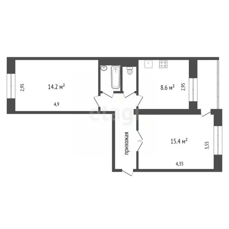 2-к кв. Красноярский край, Красноярск ул. Академика Киренского, 58 ... - Фото 1