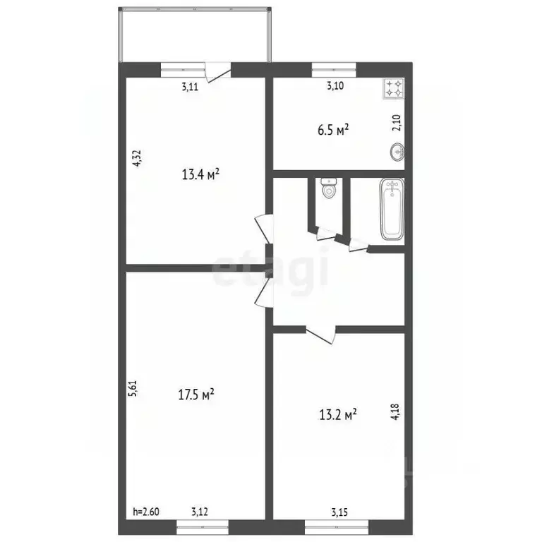 3-к кв. Владимирская область, Ковров Московская ул., 4 (61.3 м) - Фото 2