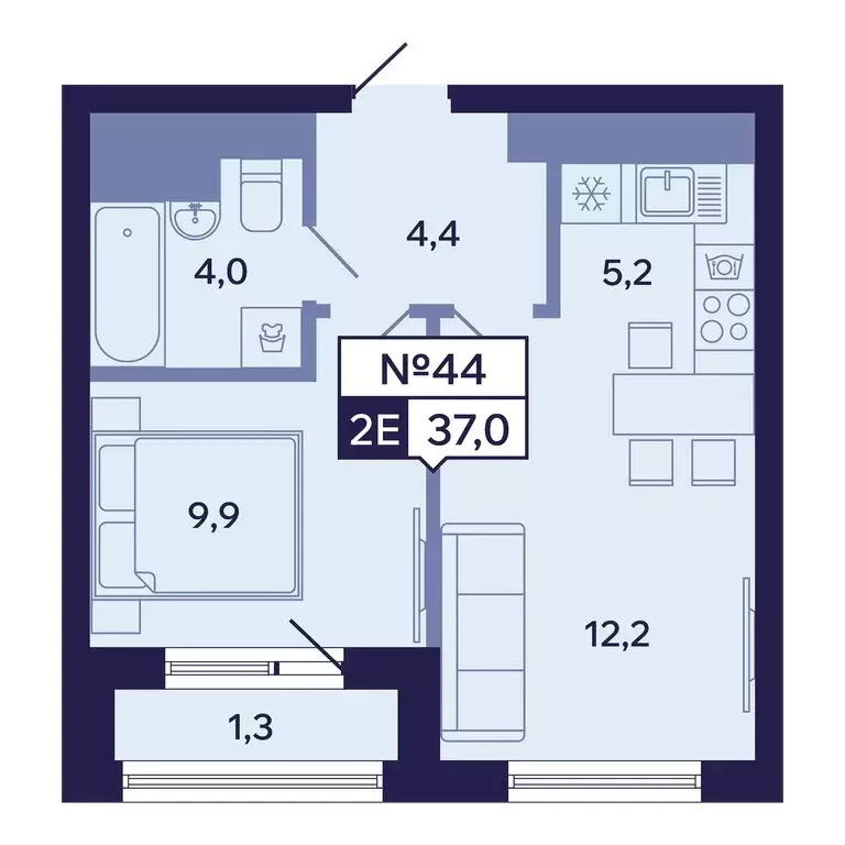 2-комнатная квартира: Якутск, Новопортовская улица, 1А/1 (37 м) - Фото 1
