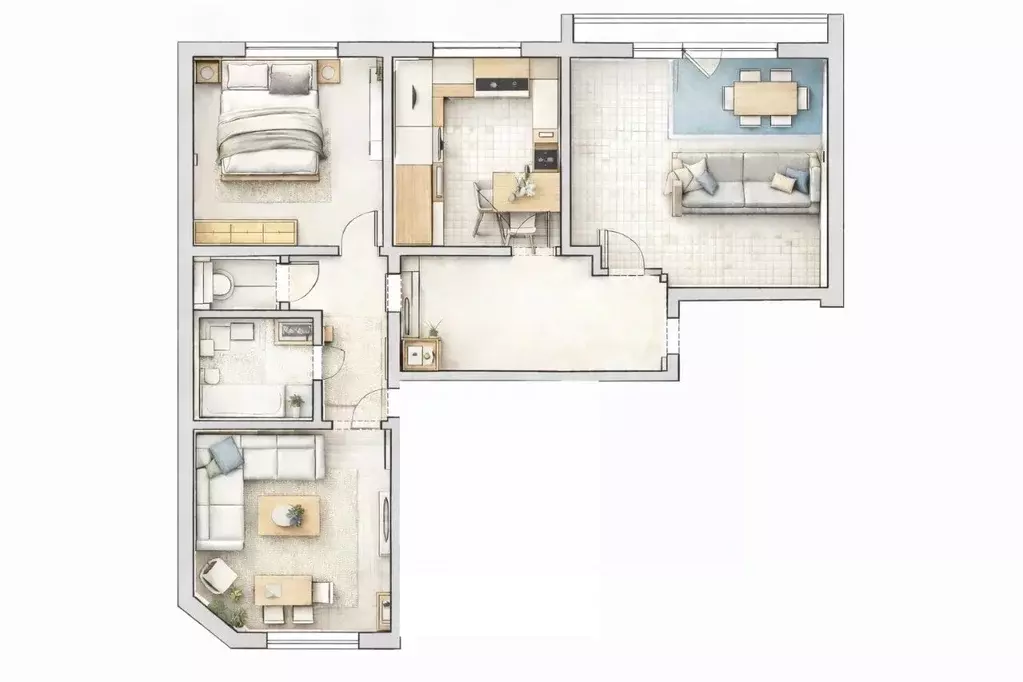3-к кв. Томская область, Томск ул. Интернационалистов, 8/2 (87.1 м) - Фото 1