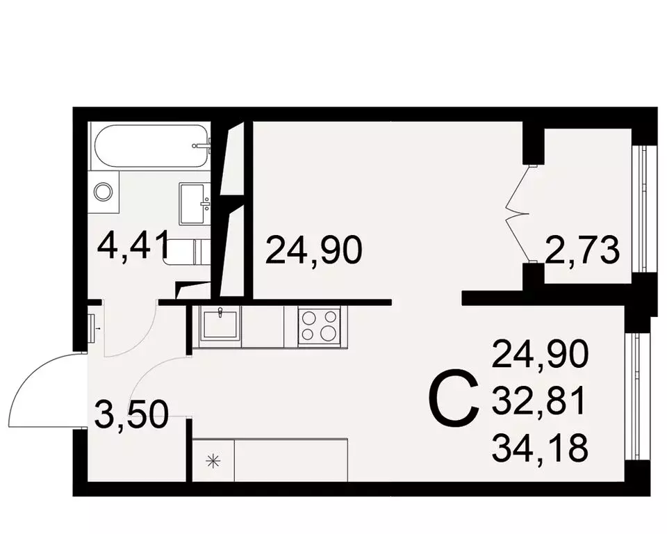 1-комнатная квартира: Тула, Одоевское шоссе, 73 (34.18 м) - Фото 0