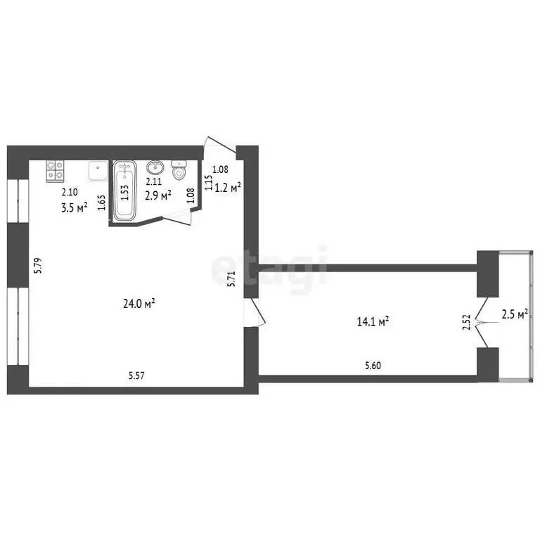 2-комнатная квартира: Стерлитамак, улица Худайбердина, 79 (44.9 м) - Фото 1