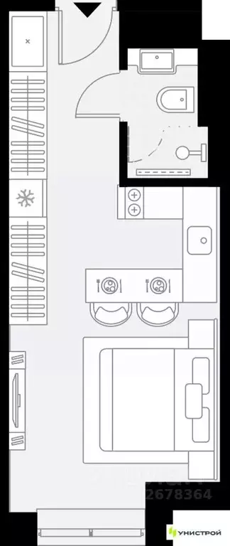 1-к кв. Татарстан, Казань Родины мкр,  (22.06 м) - Фото 1