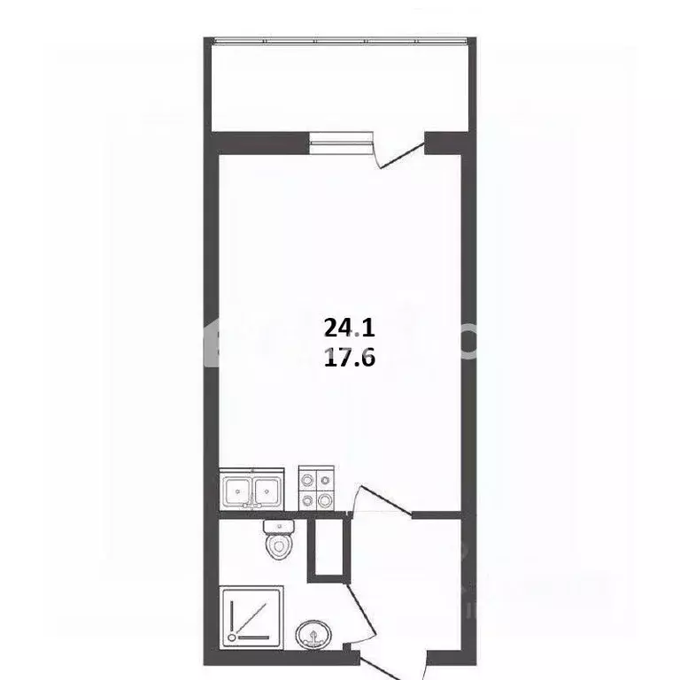 Студия Санкт-Петербург аллея Арцеуловская, 23к1 (24.1 м) - Фото 2