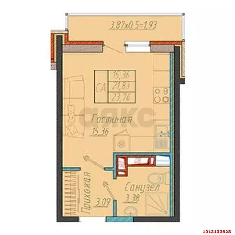 Квартира-студия: Краснодар, улица имени Генерала Корнилова, 10 (23 м) - Фото 0