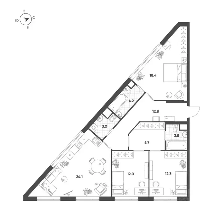 3-к кв. Москва Летниковская ул., 6к2 (97.0 м) - Фото 1
