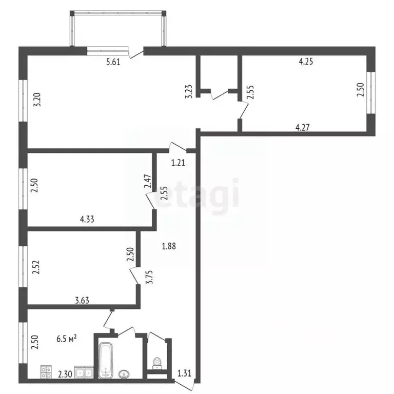 4-к кв. Санкт-Петербург ул. Коллонтай, 21К2 (74.4 м) - Фото 2