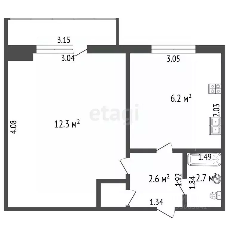 1-к кв. Забайкальский край, Чита Малая ул., 2В (23.8 м) - Фото 2
