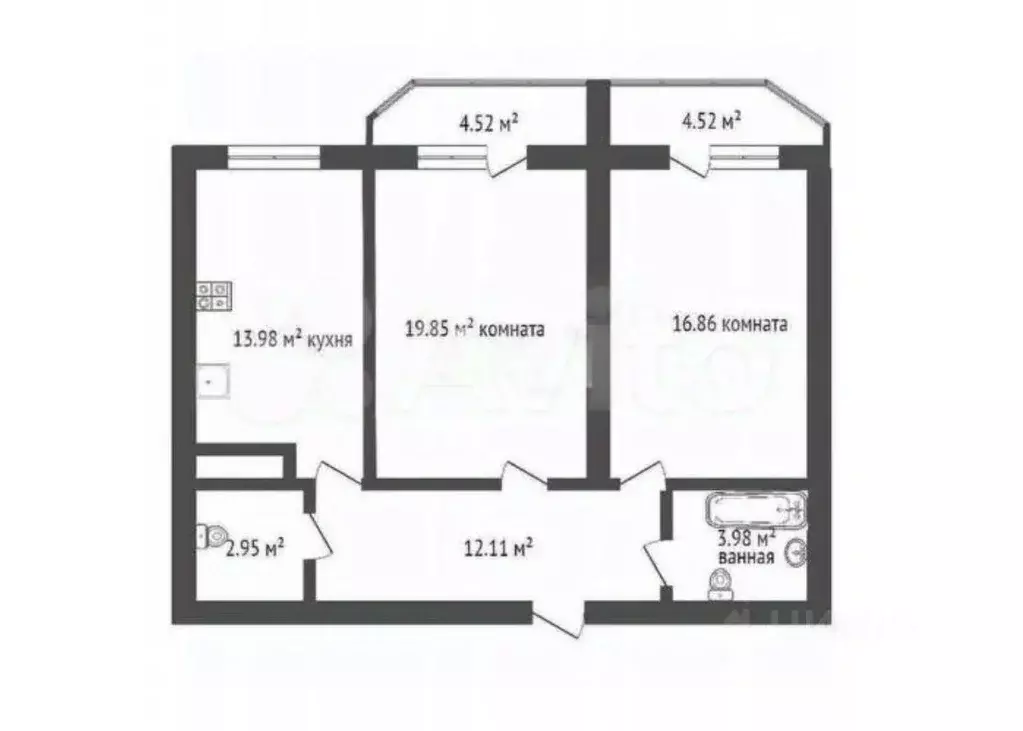 2-к кв. Санкт-Петербург ш. Суздальское, 12к2 (70.6 м) - Фото 2