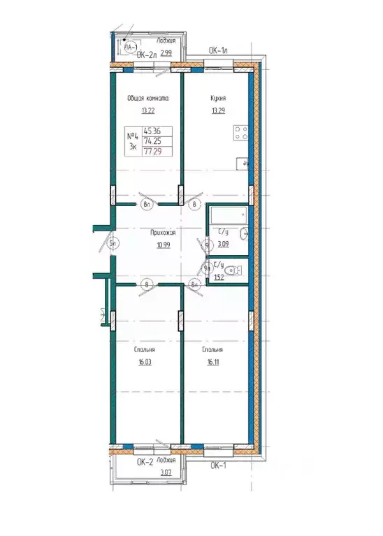 3-к кв. Саха (Якутия), Якутск ул. Кузьмина, 18 (77.29 м) - Фото 1