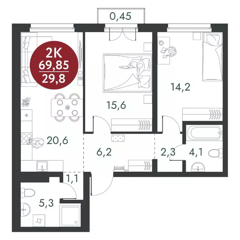 2-к кв. Новосибирская область, Новосибирск Скандинавские Кварталы ... - Фото 1