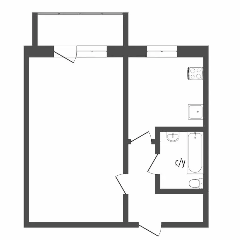 1-комнатная квартира: Тюмень, улица Республики, 90 (31.9 м) - Фото 1
