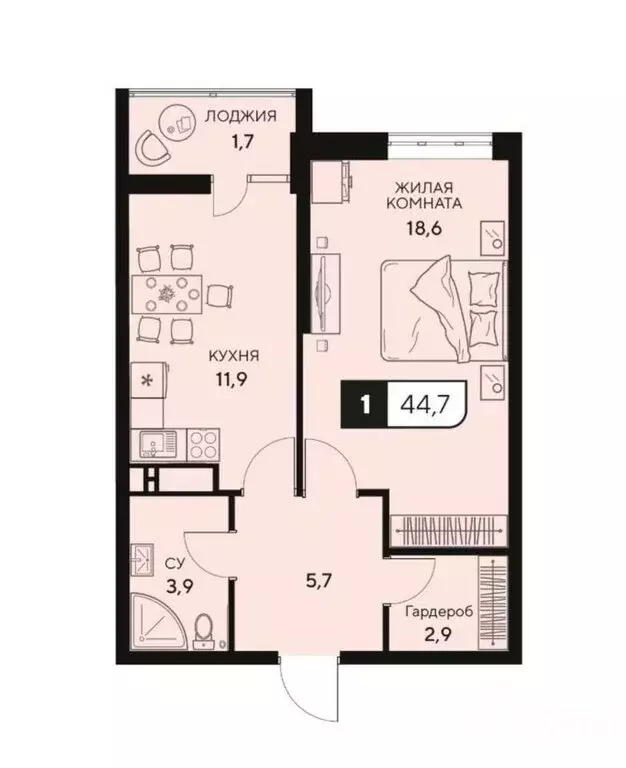 1-комнатная квартира: Анапа, Анапское шоссе, 18к3 (46 м) - Фото 0