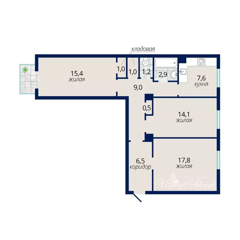 3-к кв. Новосибирская область, Новосибирск ул. Титова, 12 (77.0 м) - Фото 1