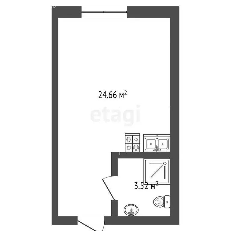 Квартира-студия: Пермь, улица Куйбышева, 109А (28.1 м) - Фото 1